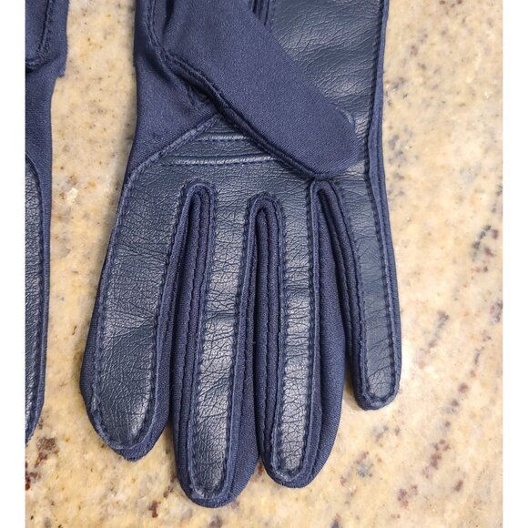 Vintage Womens OSFA Blue Stretch Leather Grip Driving Gloves Sheer Energy Leggs - Picture 7 of 16